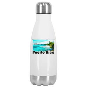 Puerto Rico Caribbean Retro Poster Stainless Steel Insulated Water Bottle