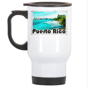 Puerto Rico Caribbean Retro Poster Stainless Steel Travel Mug