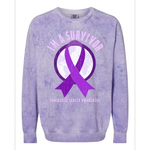 Purple Ribbon Cancer Survivor Pancreatic Cancer Awareness Gift Colorblast Crewneck Sweatshirt