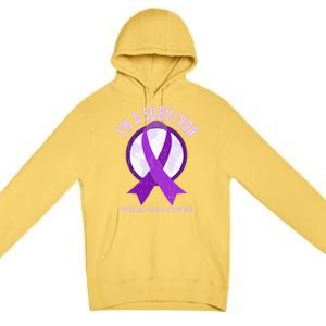 Purple Ribbon Cancer Survivor Pancreatic Cancer Awareness Gift Premium Pullover Hoodie