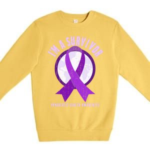 Purple Ribbon Cancer Survivor Pancreatic Cancer Awareness Gift Premium Crewneck Sweatshirt