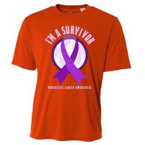 Purple Ribbon Cancer Survivor Pancreatic Cancer Awareness Gift Cooling Performance Crew T-Shirt