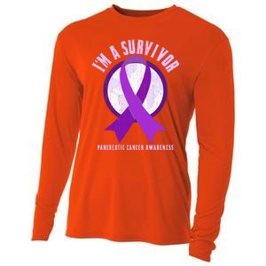 Purple Ribbon Cancer Survivor Pancreatic Cancer Awareness Gift Cooling Performance Long Sleeve Crew