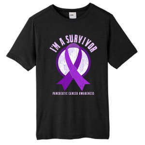 Purple Ribbon Cancer Survivor Pancreatic Cancer Awareness Gift Tall Fusion ChromaSoft Performance T-Shirt