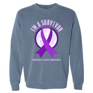 Purple Ribbon Cancer Survivor Pancreatic Cancer Awareness Gift Garment-Dyed Sweatshirt