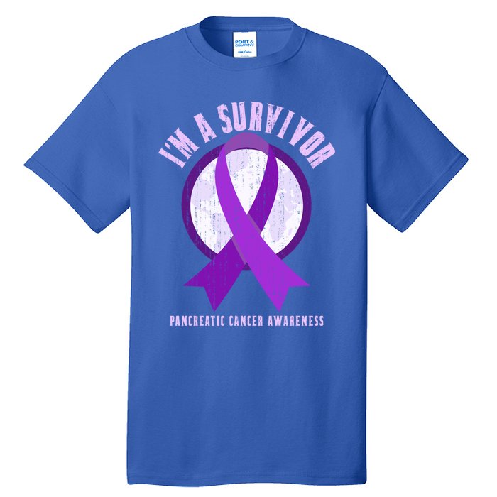 Purple Ribbon Cancer Survivor Pancreatic Cancer Awareness Gift Tall T-Shirt