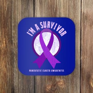 Purple Ribbon Cancer Survivor Pancreatic Cancer Awareness Gift Coaster