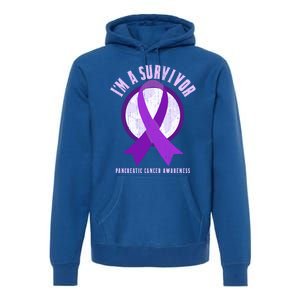 Purple Ribbon Cancer Survivor Pancreatic Cancer Awareness Gift Premium Hoodie