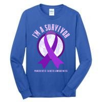 Purple Ribbon Cancer Survivor Pancreatic Cancer Awareness Gift Tall Long Sleeve T-Shirt