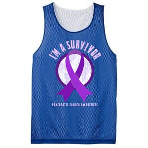 Purple Ribbon Cancer Survivor Pancreatic Cancer Awareness Gift Mesh Reversible Basketball Jersey Tank