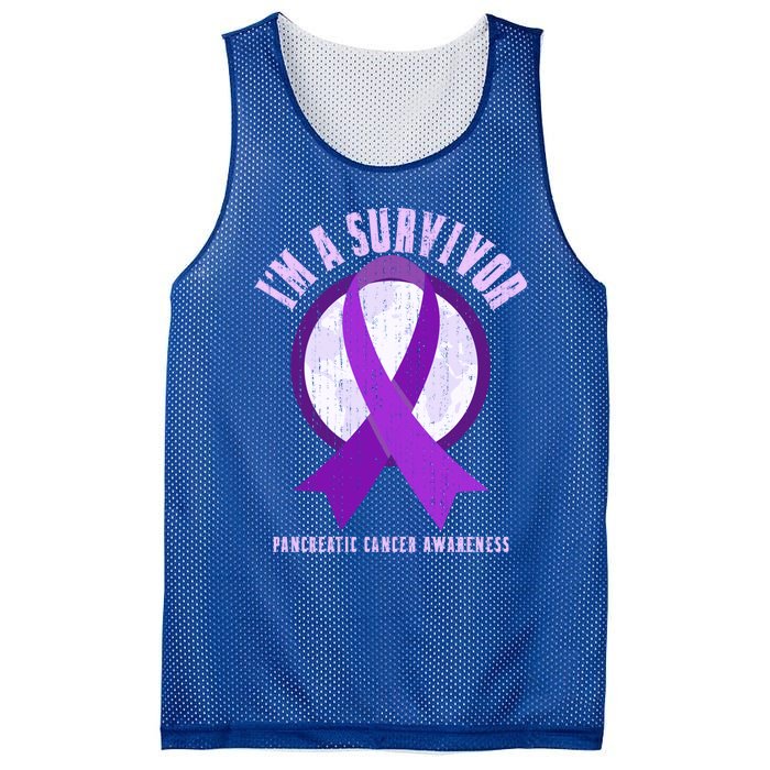 Purple Ribbon Cancer Survivor Pancreatic Cancer Awareness Gift Mesh Reversible Basketball Jersey Tank