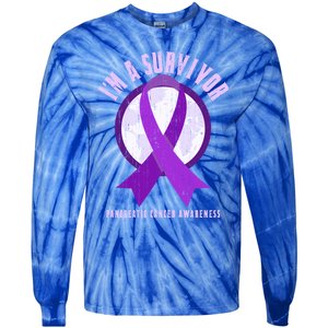 Purple Ribbon Cancer Survivor Pancreatic Cancer Awareness Gift Tie-Dye Long Sleeve Shirt