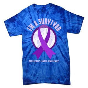 Purple Ribbon Cancer Survivor Pancreatic Cancer Awareness Gift Tie-Dye T-Shirt