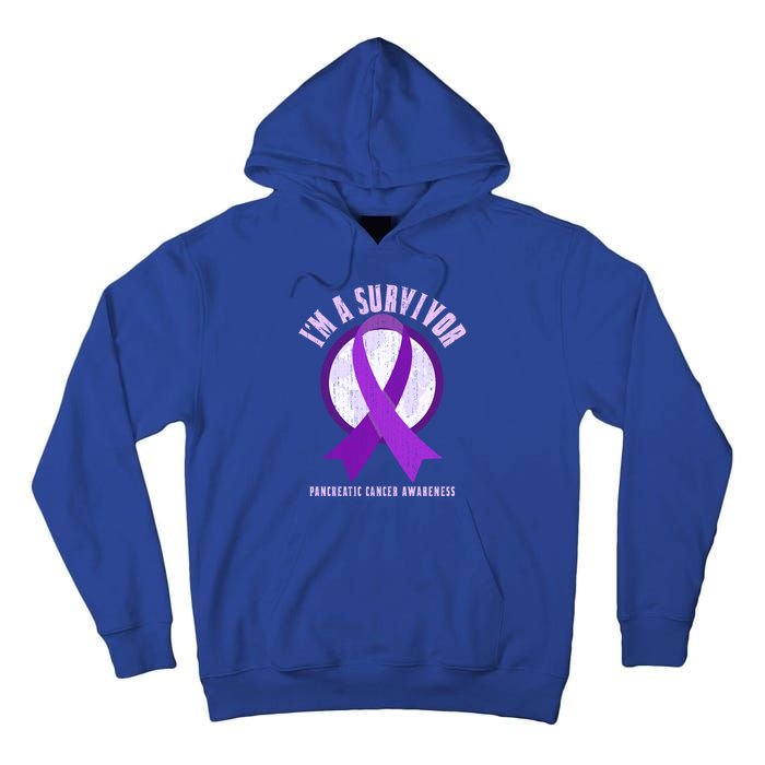 Purple Ribbon Cancer Survivor Pancreatic Cancer Awareness Gift Tall Hoodie