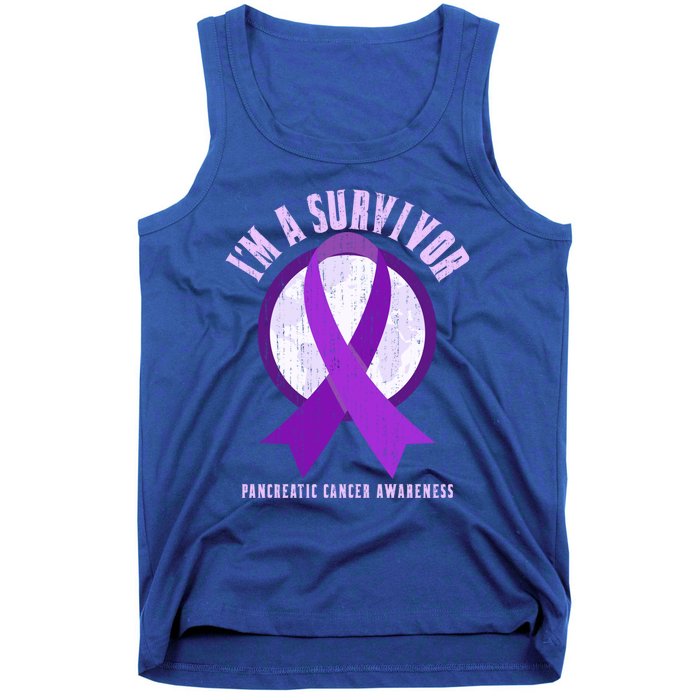 Purple Ribbon Cancer Survivor Pancreatic Cancer Awareness Gift Tank Top