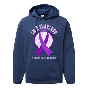 Purple Ribbon Cancer Survivor Pancreatic Cancer Awareness Gift Performance Fleece Hoodie