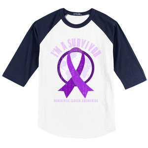 Purple Ribbon Cancer Survivor Pancreatic Cancer Awareness Gift Baseball Sleeve Shirt