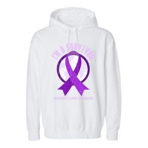 Purple Ribbon Cancer Survivor Pancreatic Cancer Awareness Gift Garment-Dyed Fleece Hoodie