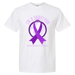 Purple Ribbon Cancer Survivor Pancreatic Cancer Awareness Gift Garment-Dyed Heavyweight T-Shirt