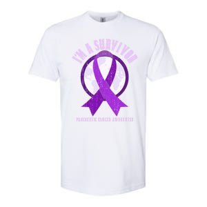 Purple Ribbon Cancer Survivor Pancreatic Cancer Awareness Gift Softstyle CVC T-Shirt