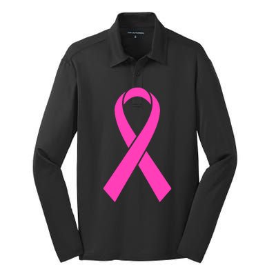 Pink Ribbon Cancer Day Breast Cancer Awareness Silk Touch Performance Long Sleeve Polo