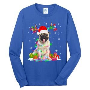 Pug Reindeer Christmas Lights Funny Dog Xmas Meaningful Gift Tall Long Sleeve T-Shirt