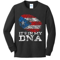 Puerto Rico DNA Celebrating Hispanic Heritage Month Kids Long Sleeve Shirt