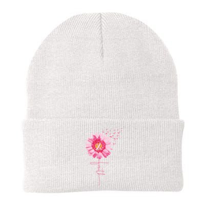 Pink Ribbon Daisy Faith Breast Cancer Awareness Month Gift Beanie