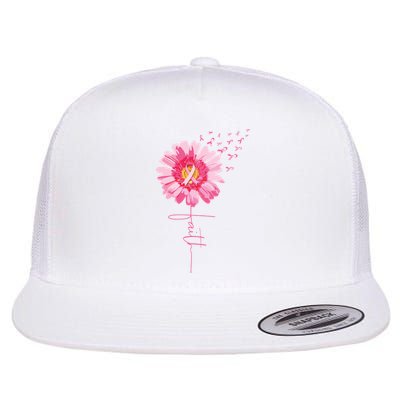 Pink Ribbon Daisy Faith Breast Cancer Awareness Month Gift Flatbill Hat