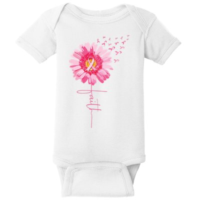 Pink Ribbon Daisy Faith Breast Cancer Awareness Month Gift Baby Bodysuit