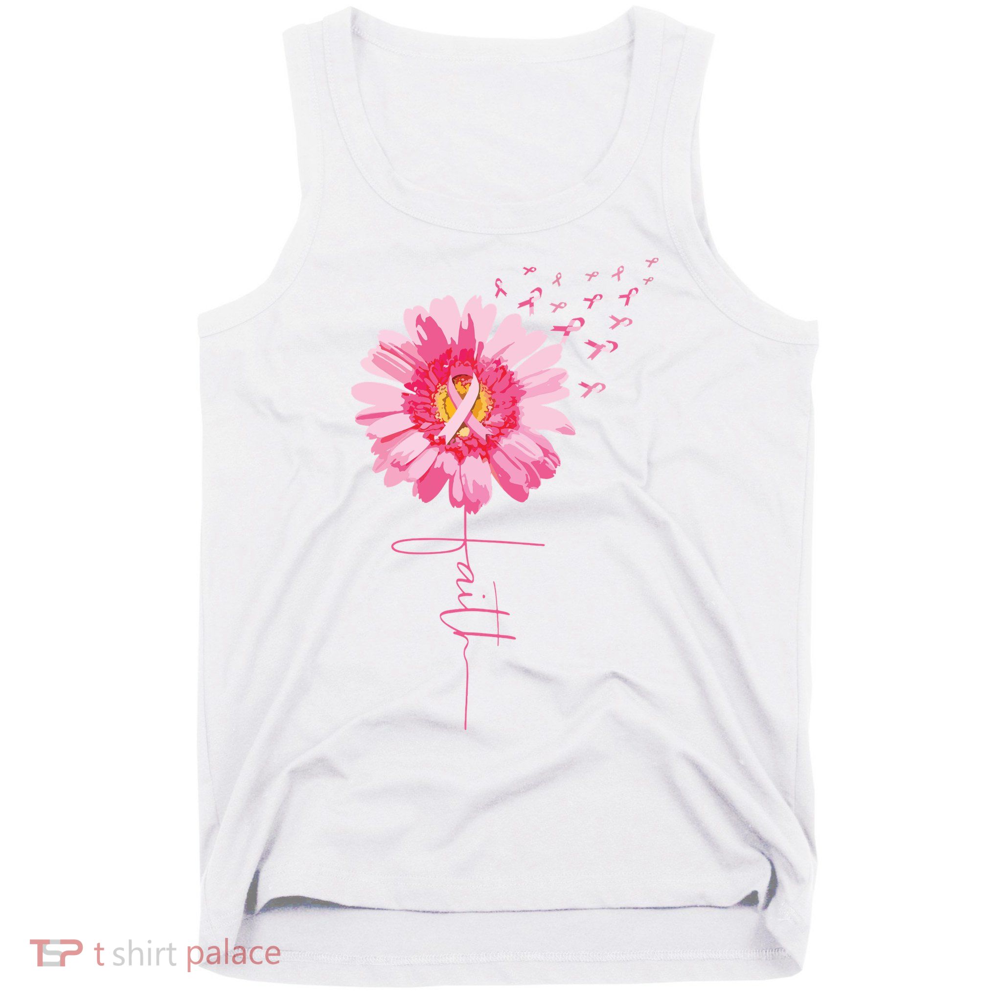 Pink Ribbon Daisy Faith Breast Cancer Awareness Month Gift Tank Top