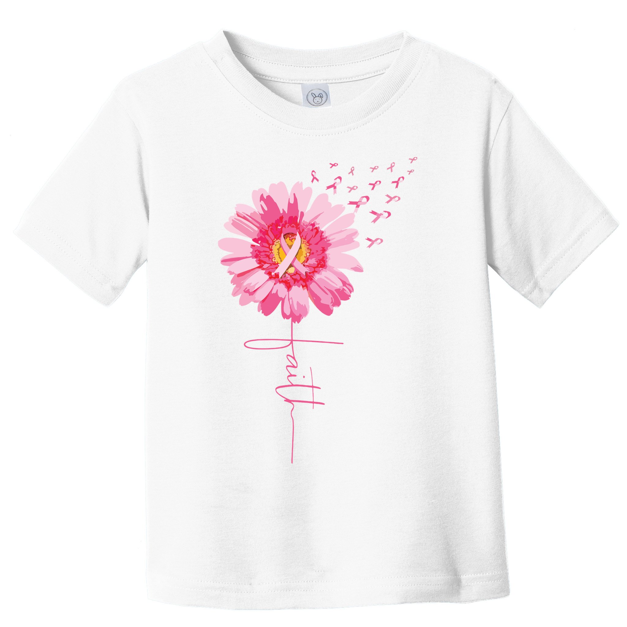 Pink Ribbon Daisy Faith Breast Cancer Awareness Month Gift Toddler T-Shirt