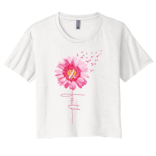 Pink Ribbon Daisy Faith Breast Cancer Awareness Month Gift Crop Top