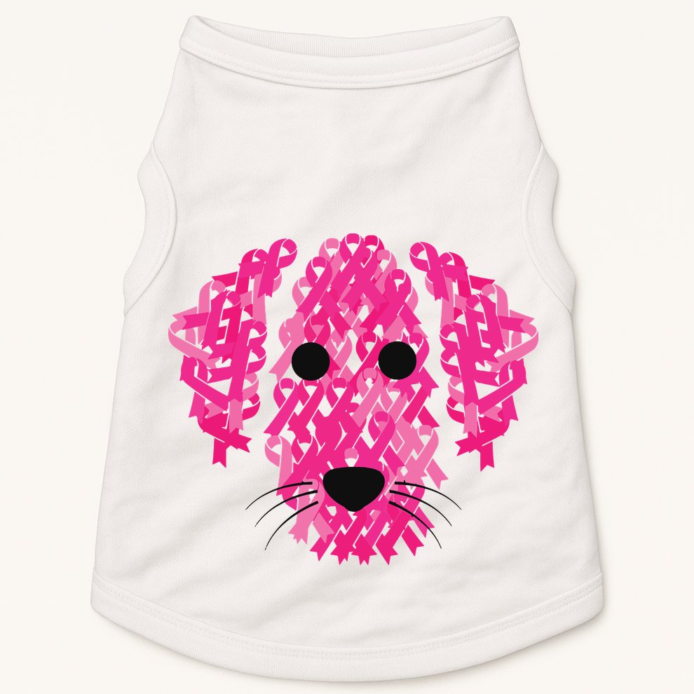 Pink Ribbon Dog Inspirational Breast Cancer Awareness Gift Doggie Tank