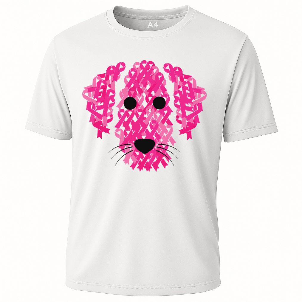 Pink Ribbon Dog Inspirational Breast Cancer Awareness Gift Cooling Performance Crew T-Shirt