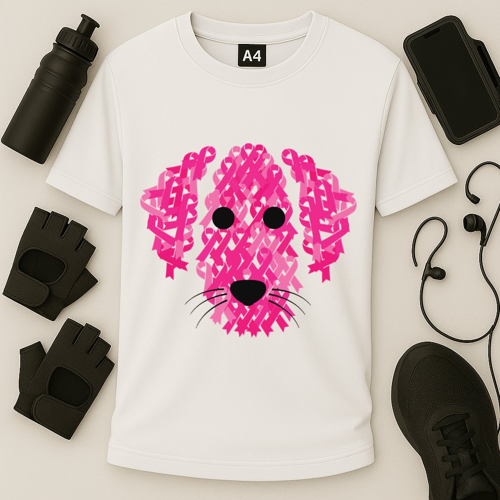 Pink Ribbon Dog Inspirational Breast Cancer Awareness Gift Cooling Performance Crew T-Shirt