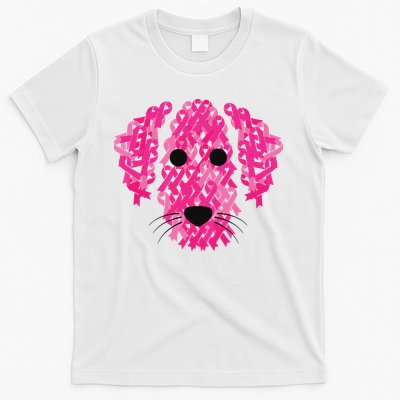 Pink Ribbon Dog Inspirational Breast Cancer Awareness Gift T-Shirt
