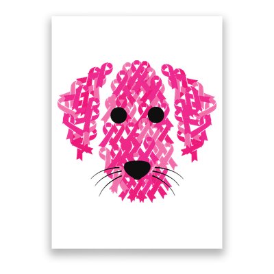 Pink Ribbon Dog Inspirational Breast Cancer Awareness Gift Poster
