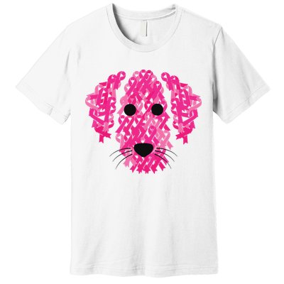 Pink Ribbon Dog Inspirational Breast Cancer Awareness Gift Premium T-Shirt