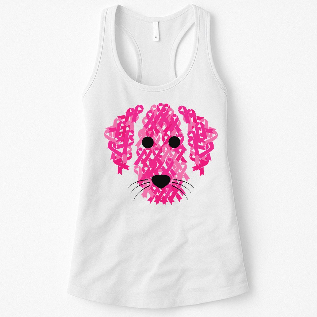 Pink Ribbon Dog Inspirational Breast Cancer Awareness Gift Womens Tank Top