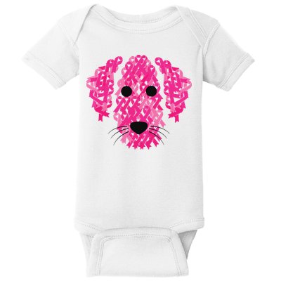 Pink Ribbon Dog Inspirational Breast Cancer Awareness Gift Baby Bodysuit