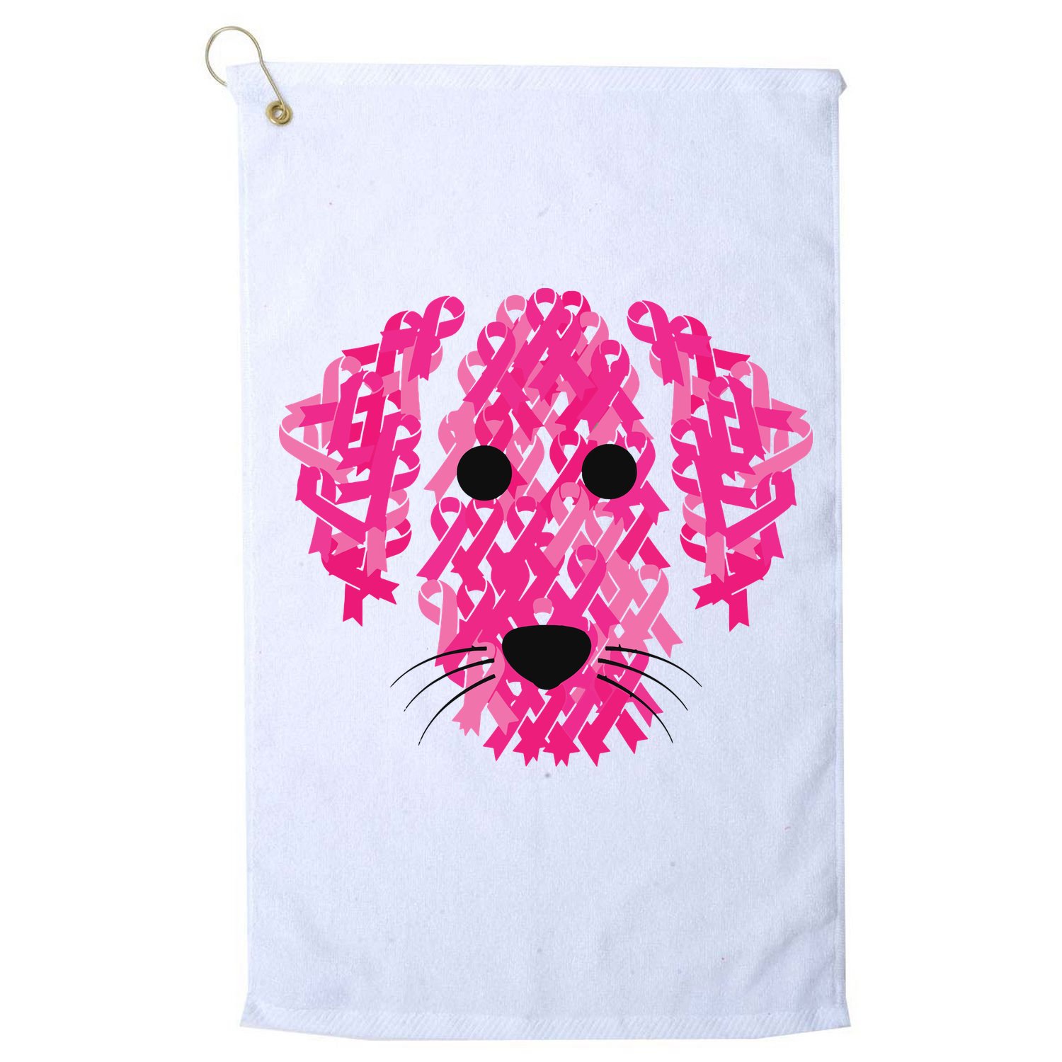 Pink Ribbon Dog Inspirational Breast Cancer Awareness Gift Golf Towel
