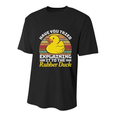 Programming Rubber Duck Software Developer Debugging Youth Performance Sprint T-Shirt
