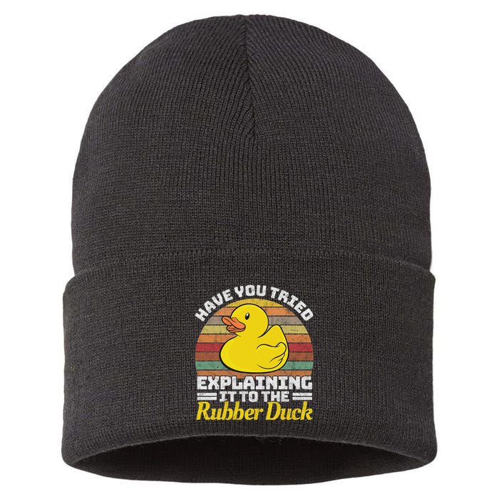 Programming Rubber Duck Software Developer Debugging Sustainable Knit Beanie