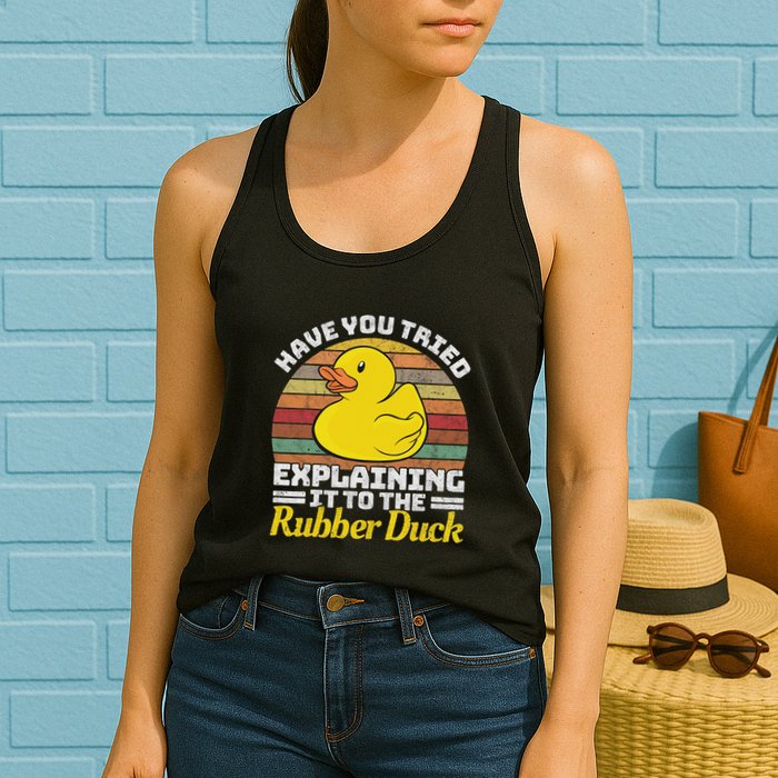 Programming Rubber Duck Software Developer Debugging Women's Racerback Tank