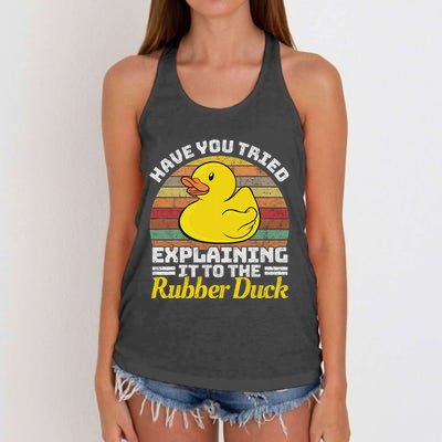 Programming Rubber Duck Software Developer Debugging Women's Knotted Racerback Tank
