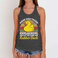 Programming Rubber Duck Software Developer Debugging Women's Knotted Racerback Tank