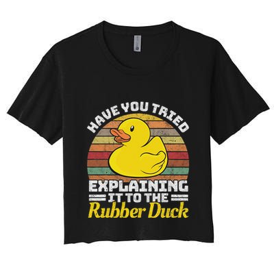 Programming Rubber Duck Software Developer Debugging Women's Crop Top Tee