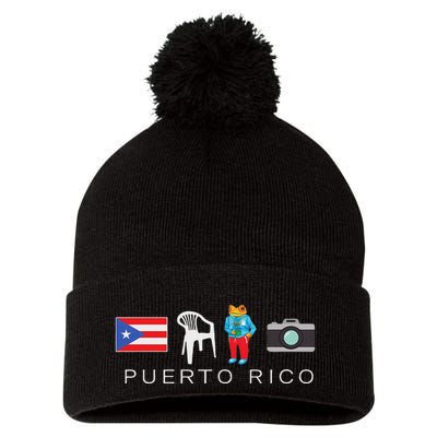 Puerto Rico Dtmf Pom Pom 12in Knit Beanie