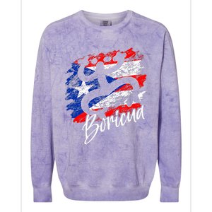 Puerto Rico Distressed Rican Roots Coqui Taino Boricua Frog Colorblast Crewneck Sweatshirt